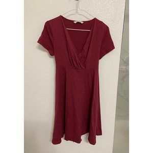 V Neck Red Dress